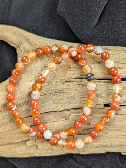 Red Sardonyx Bracelet – 6mm & 12mm Natural Banded Agate