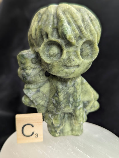 Jade verte sculptée Harry Potter et Hedwige