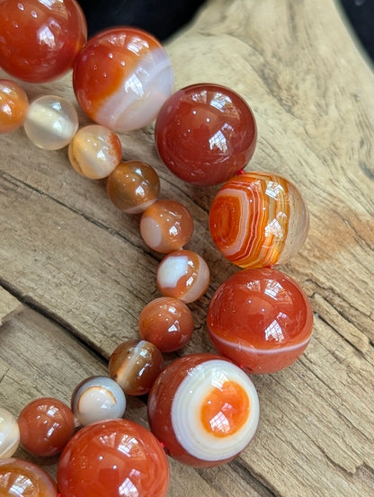Red Sardonyx Bracelet – 6mm & 12mm Natural Banded Agate