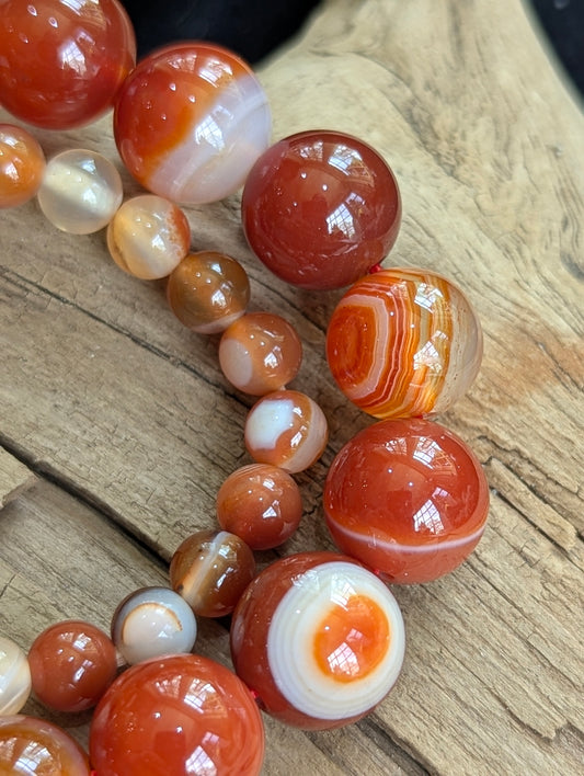 Red Sardonyx Bracelet – 6mm & 12mm Natural Banded Agate