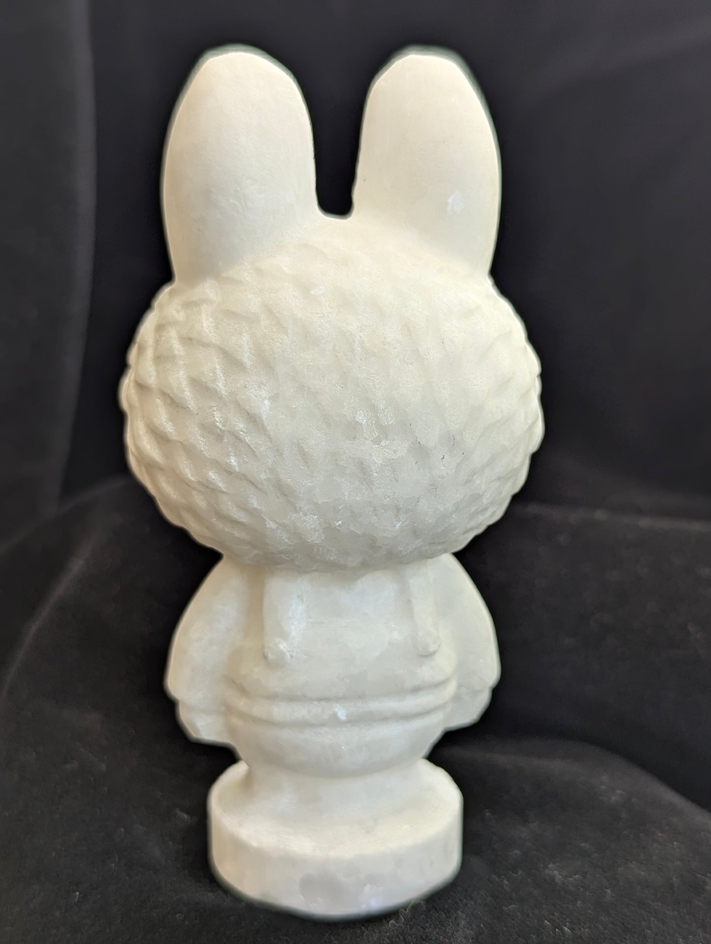 Labubu Carvings 3in. – White Jade, Black Obsidian or Golden Moonstone with Smoky Quartz