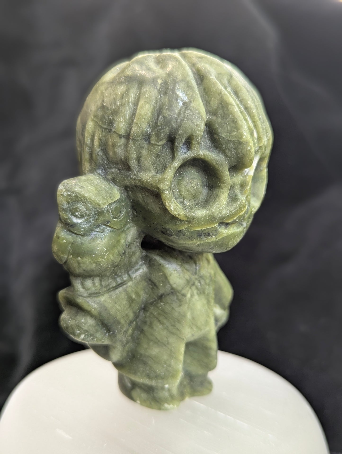 Jade verte sculptée Harry Potter et Hedwige