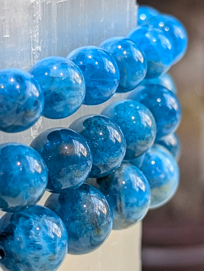 HQ Blue Apatite Bracelet (6mm, 8mm & 10mm Round Beads) – Madagascar