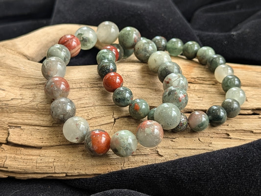 African Bloodstone Bracelet – 8mm & 10mm Polished Beads