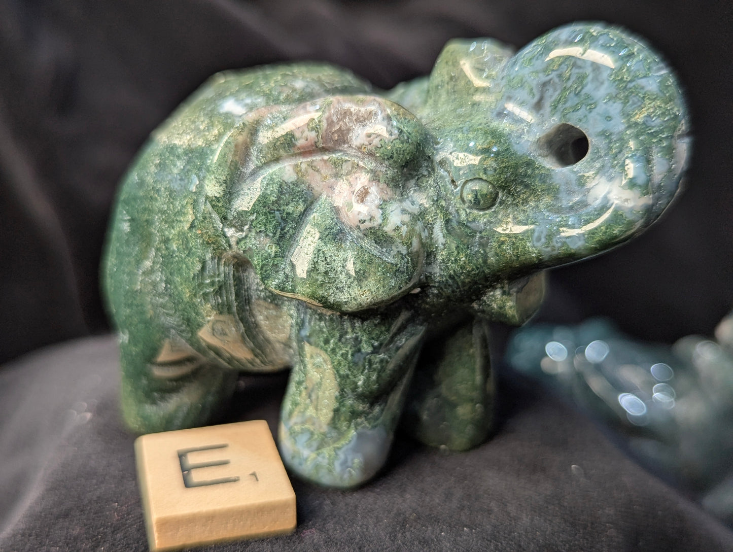Moss Agate Elephants ~ 2.3in., 190g