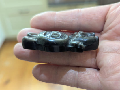 Silver Obsidian Labubu Worry Stone