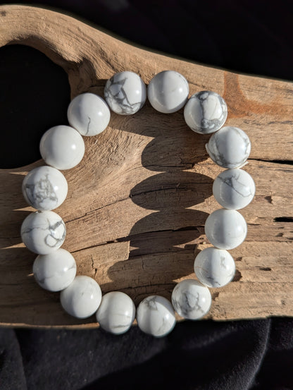 Howlite Bracelet — Chip, 6mm, 8mm & 12mm Round Beads