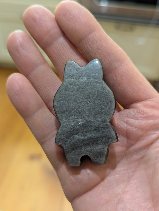 Silver Obsidian Labubu Worry Stone