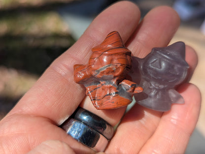 Tiny Pumpkin Witch Mineral Totem ~ 1"