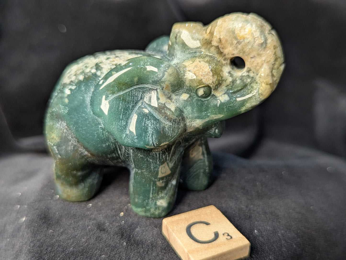 Moss Agate Elephants ~ 2.3in., 190g