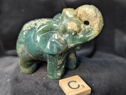 Moss Agate Elephants ~ 2.3in., 190g