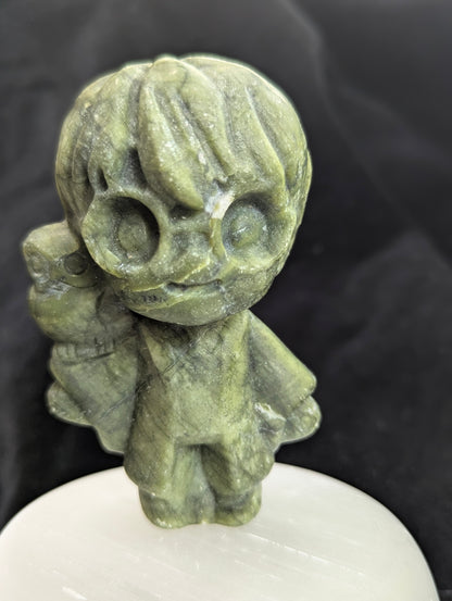 Jade verte sculptée Harry Potter et Hedwige