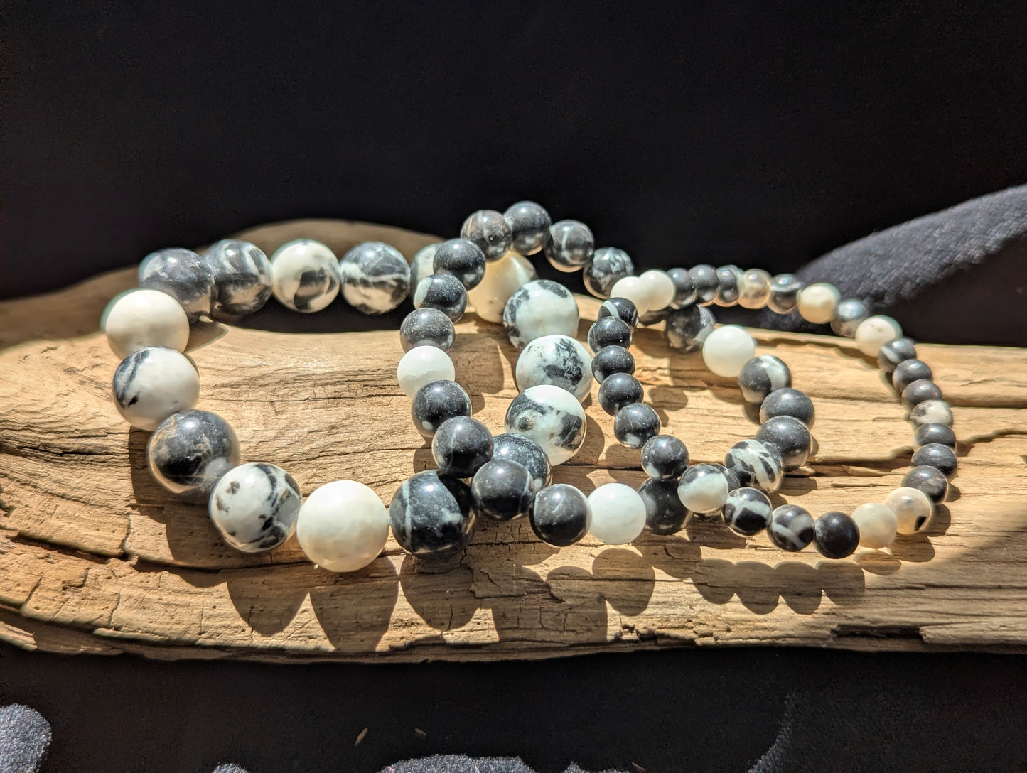Zebra Jasper Bracelet — 6mm, 8mm & 12mm Round Beads
