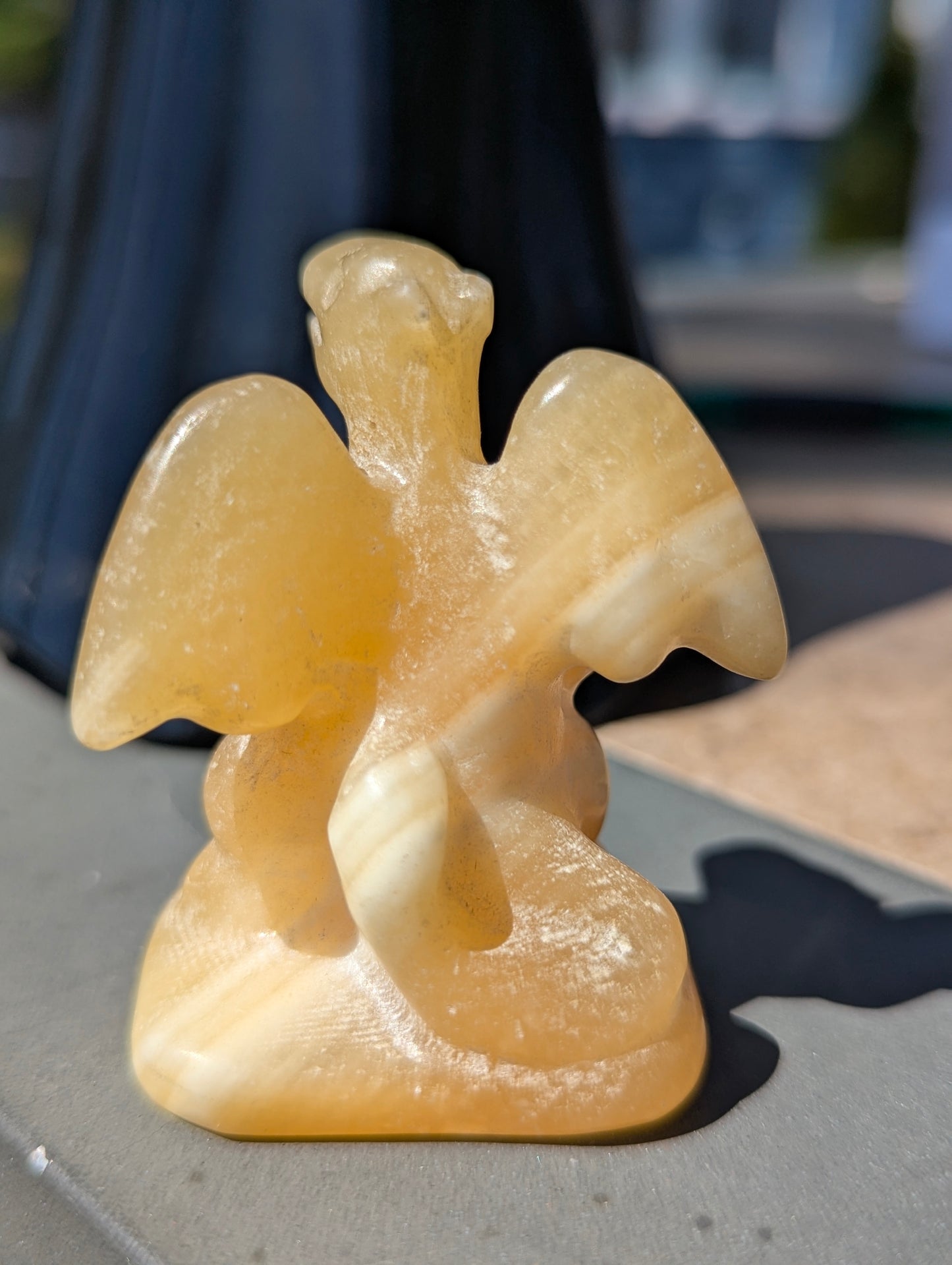 Orange Calcite Charizard, Lizardon Carving ~ 2in., 165g