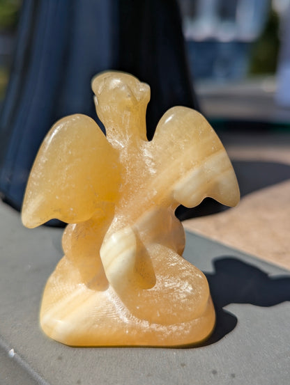 Orange Calcite Charizard, Lizardon Carving ~ 2in., 165g