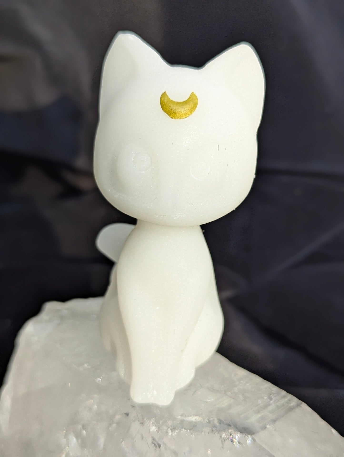 Luna Chat Chat Lune Sculptures Cristallines 7,6 cm - choisissez votre minéral