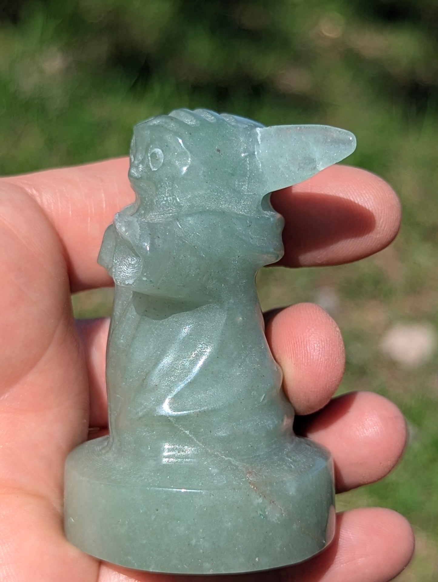 Green Aventurine Grogu Carving – 135g Hand-Carved Figure