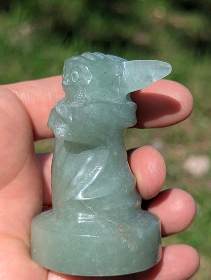 Green Aventurine Grogu Carving – 135g Hand-Carved Figure