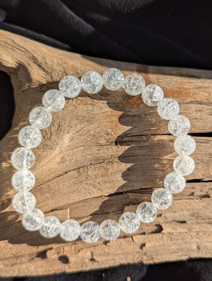 Clear Crackle Quartz Bracelet — 6mm, 8mm & 12mm Beads