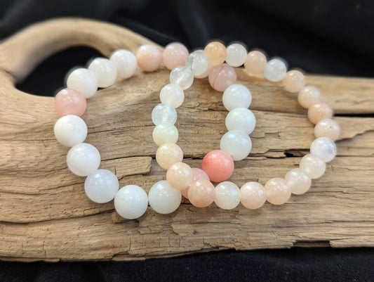 Bracelet en aventurine rose — Perles rondes de 8 mm