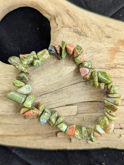 Unakite Bracelets – Chip, 7mm, 8mm & 12mm Natural Beads