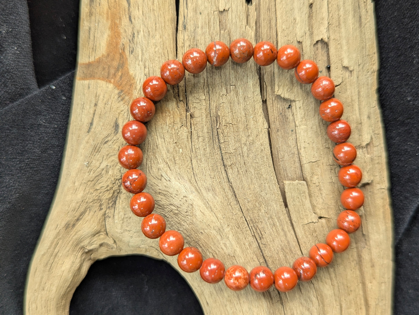 Red Jasper Beaded Bracelet — 6mm, 8mm, 12mm & chip
