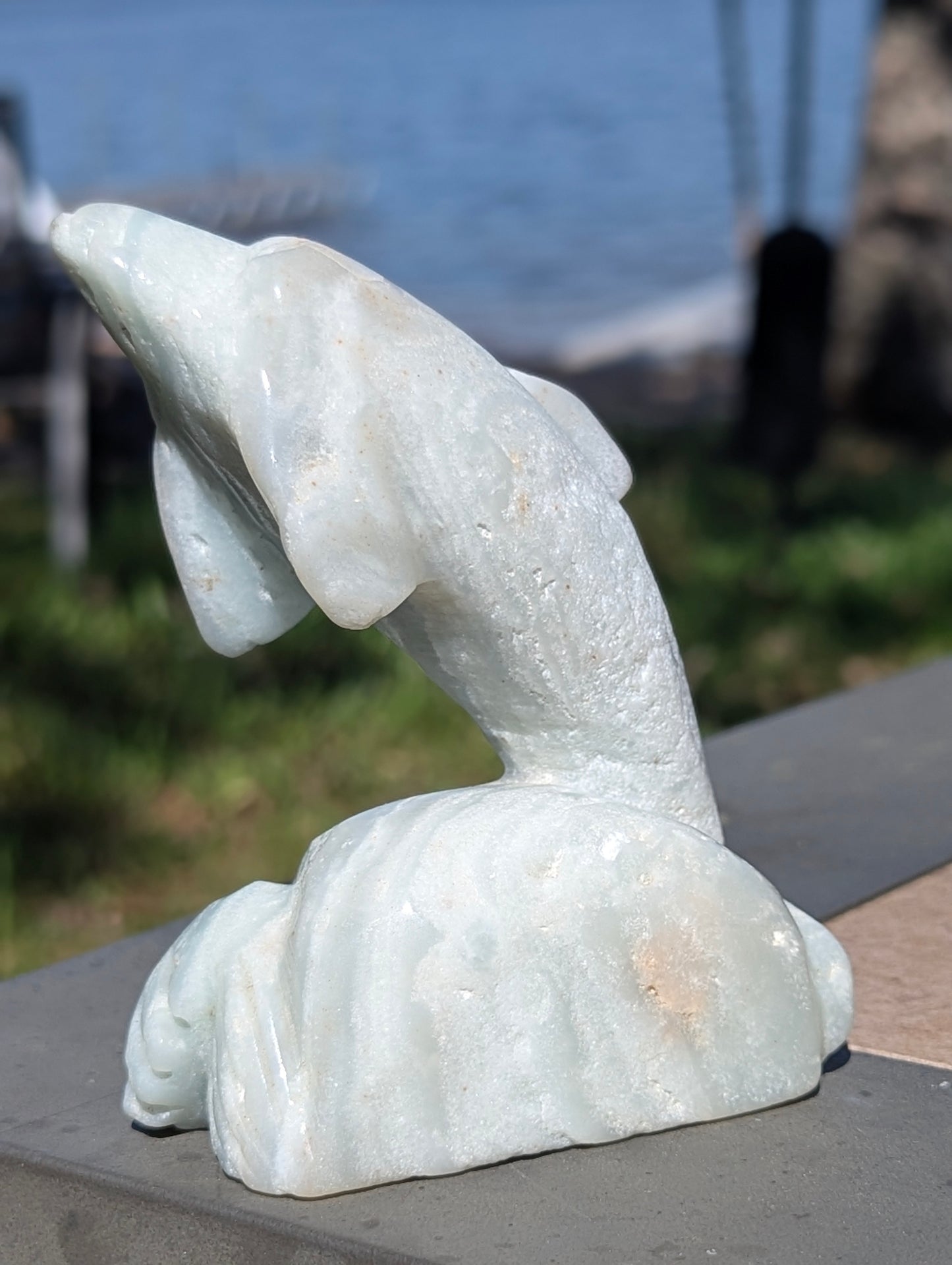 Banded Blue Calcite Dolphin - Hand-Carved - 4"