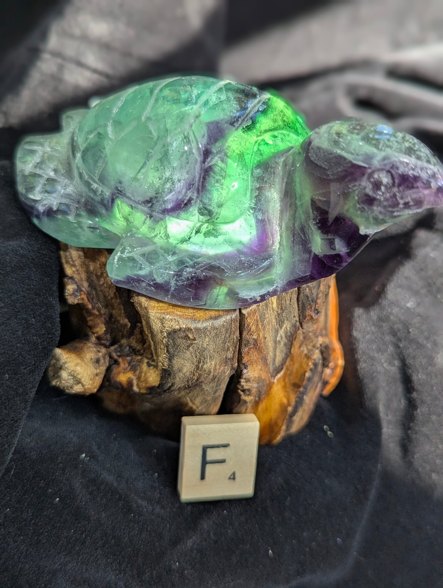 Rainbow Fluorite Sea Turtle Carvings