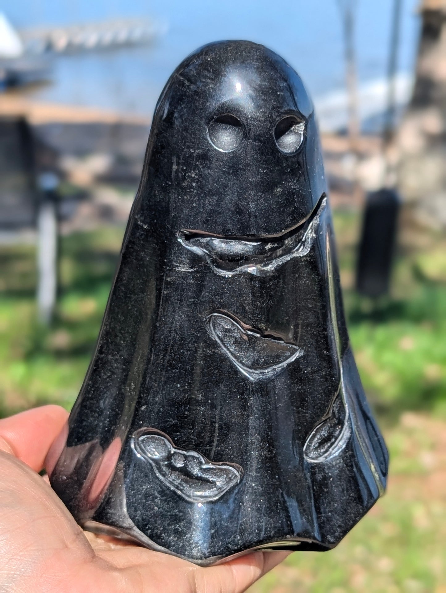 Black Obsidian Ghost Carving - large