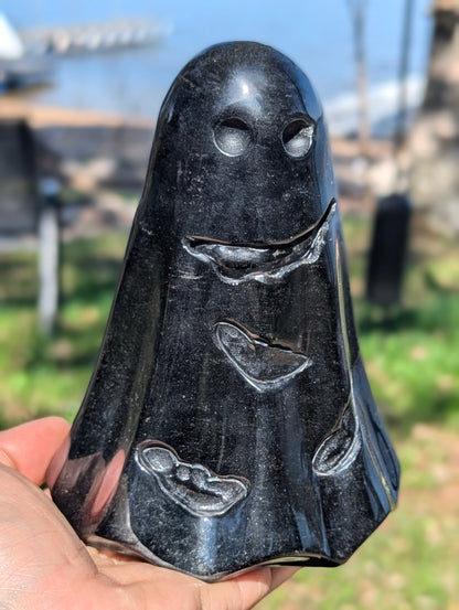 Black Obsidian Ghost Carving - large