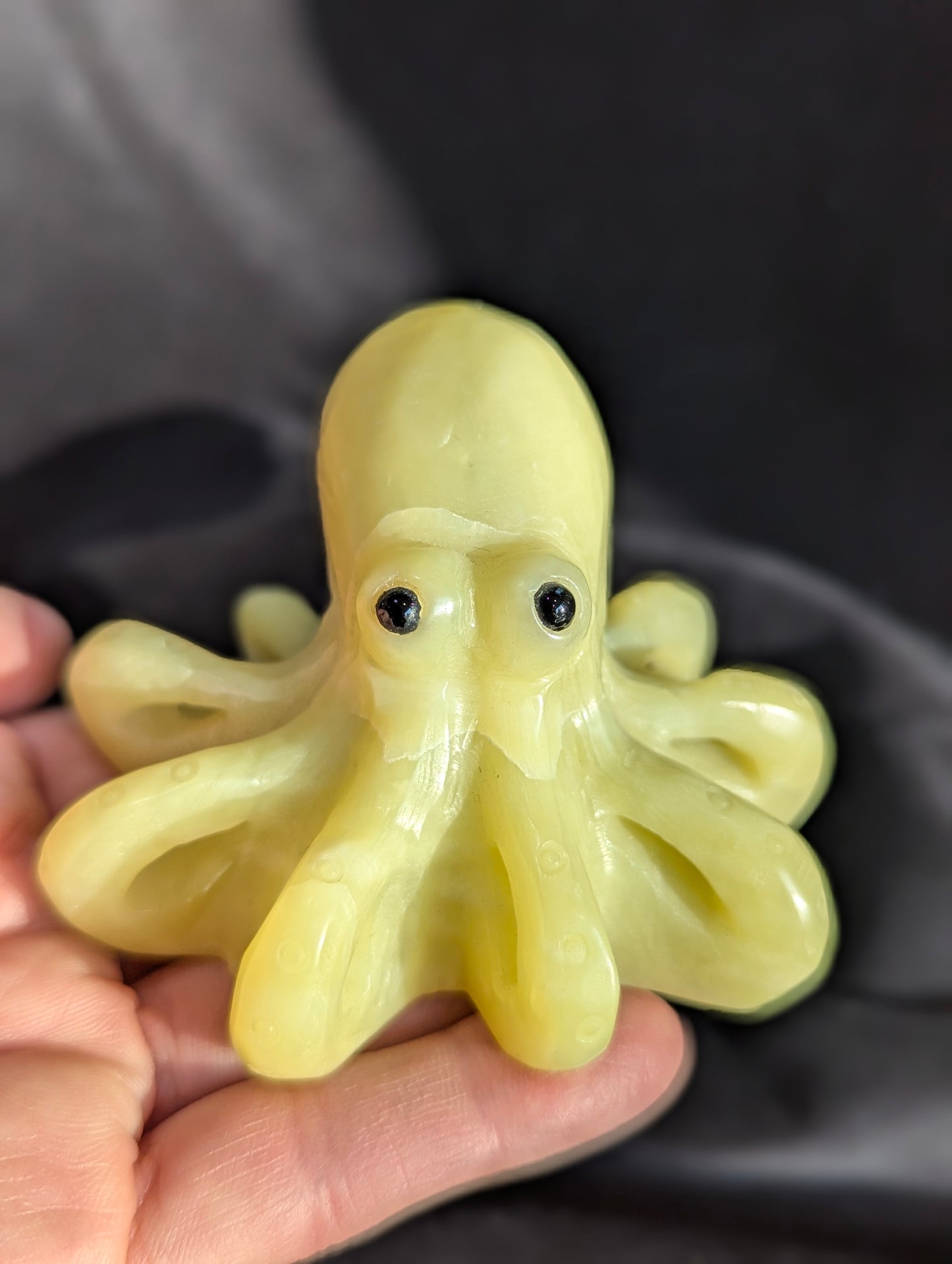 Yellow Jade & Green Aventurine Octopus Carvings | Adaptability, Intelligence, Intuition ~ 2", 190g