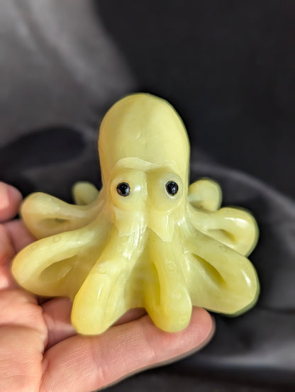 Yellow Jade & Green Aventurine Octopus Carvings | Adaptability, Intelligence, Intuition ~ 2", 190g
