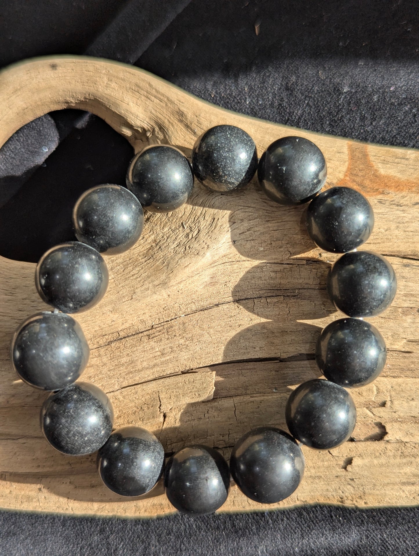 Shungite Bracelet – 7mm, 8mm & 14mm Polished Round Beads