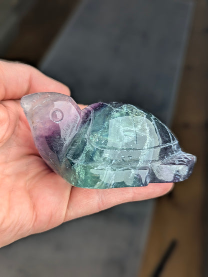 Rainbow Fluorite Sea Turtle Carvings