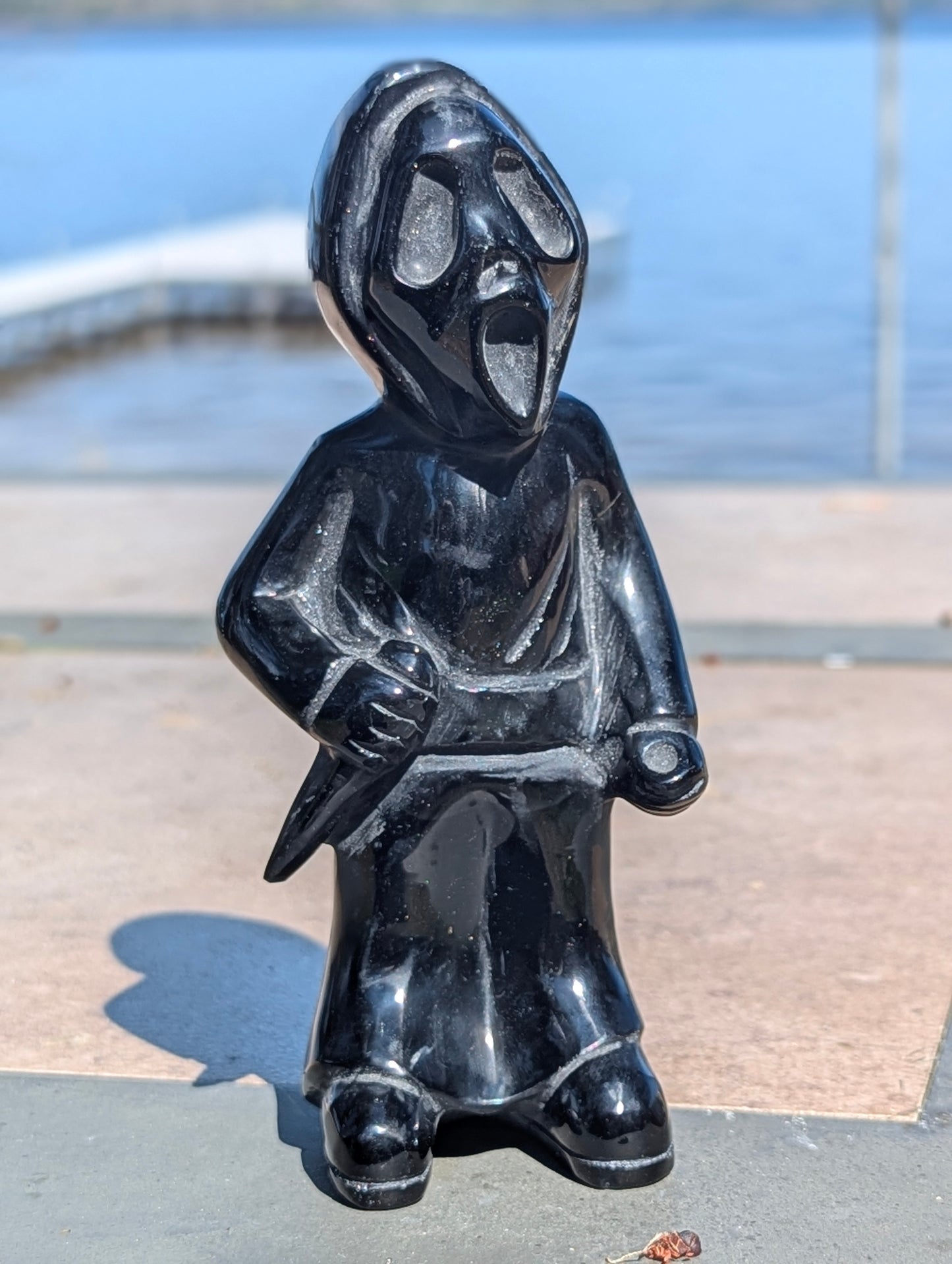 Black Obsidian Ghostface Scream Carving - large