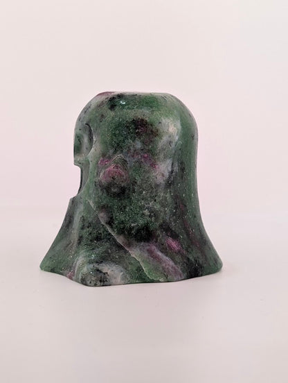 Ruby in zoisite ghost carving – side profile