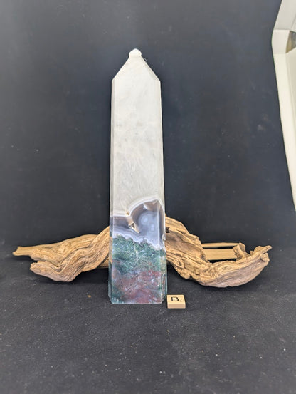 Angled view of Variant B highlighting the dark forest moss base.