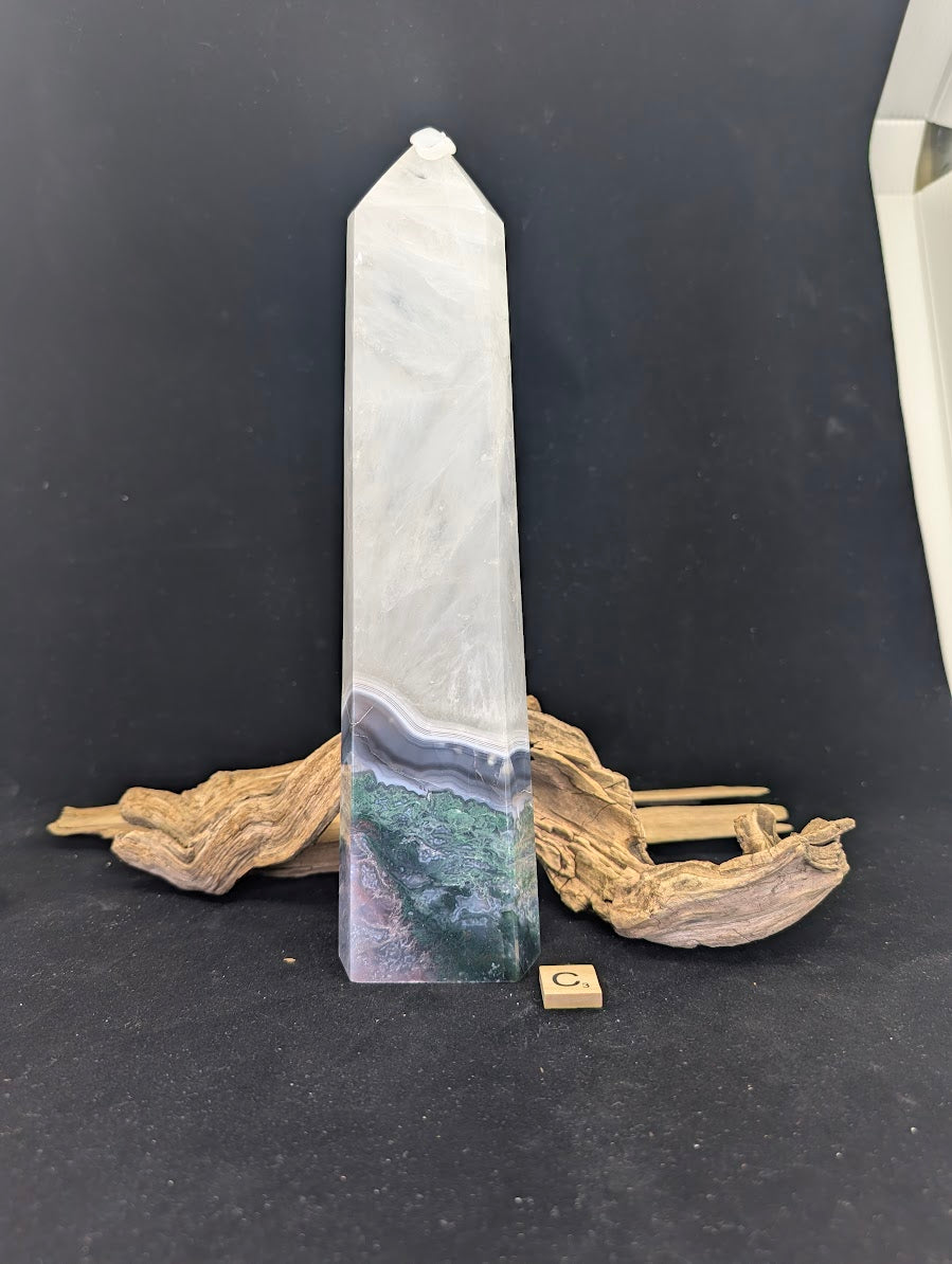 Back view of Variant C showing organic dendritic inclusions.