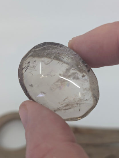 Small Lwena Citrine gallet with exceptional champagne-colored transparency and natural inclusions.