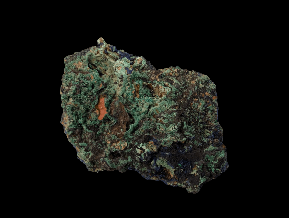 Sparkling Azurite Crystal Cluster with Malachite - 4 x 3.5 x 1.75 Inches, 177 Grams - Legacy Crystals and Minerals