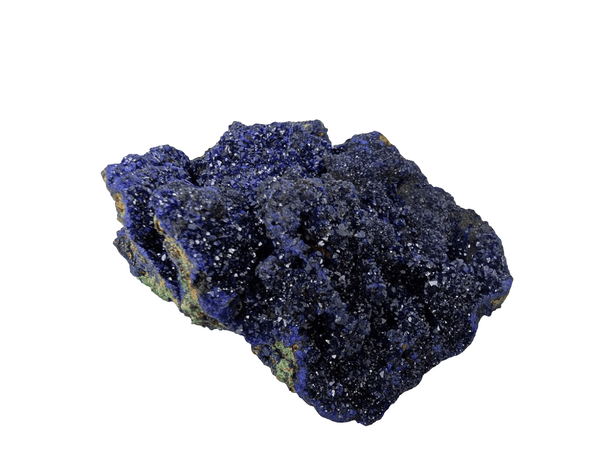 Sparkling Azurite Crystal Cluster with Malachite - 4 x 3.5 x 1.75 Inches, 177 Grams - Legacy Crystals and Minerals