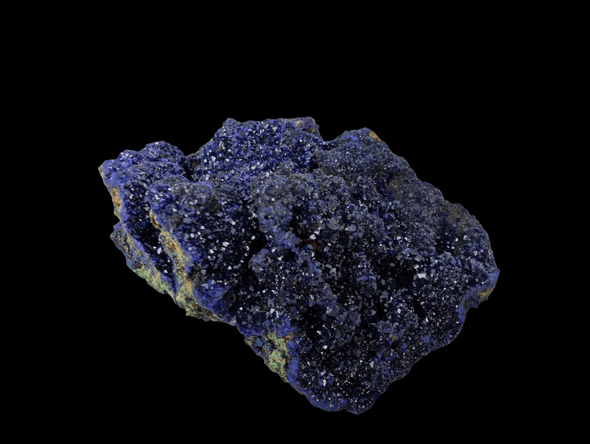 Sparkling Azurite Crystal Cluster with Malachite - 4 x 3.5 x 1.75 Inches, 177 Grams - Legacy Crystals and Minerals