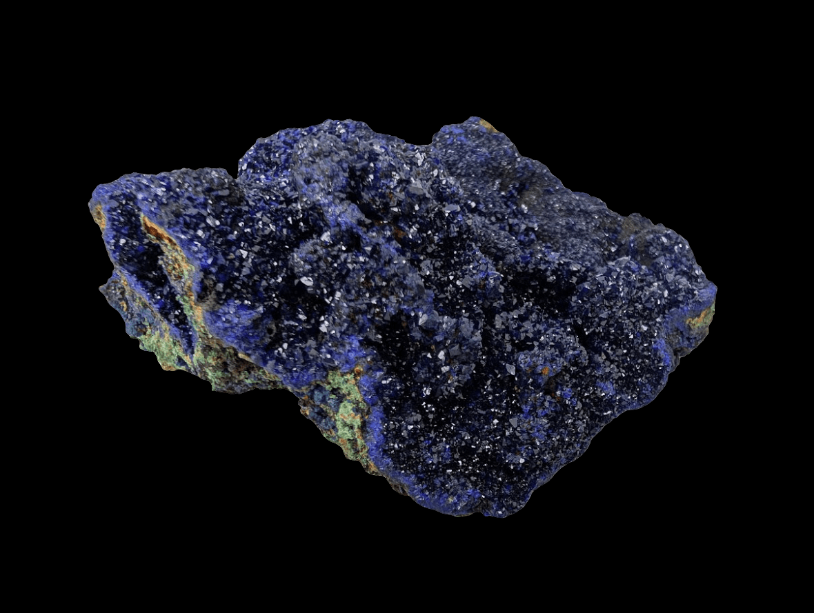 Sparkling Azurite Crystal Cluster with Malachite - 4 x 3.5 x 1.75 Inches, 177 Grams - Legacy Crystals and Minerals