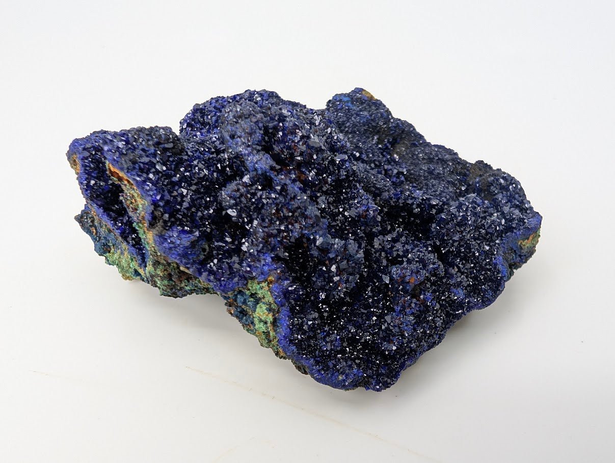 Sparkling Azurite Crystal Cluster with Malachite - 4 x 3.5 x 1.75 Inches, 177 Grams - Legacy Crystals and Minerals