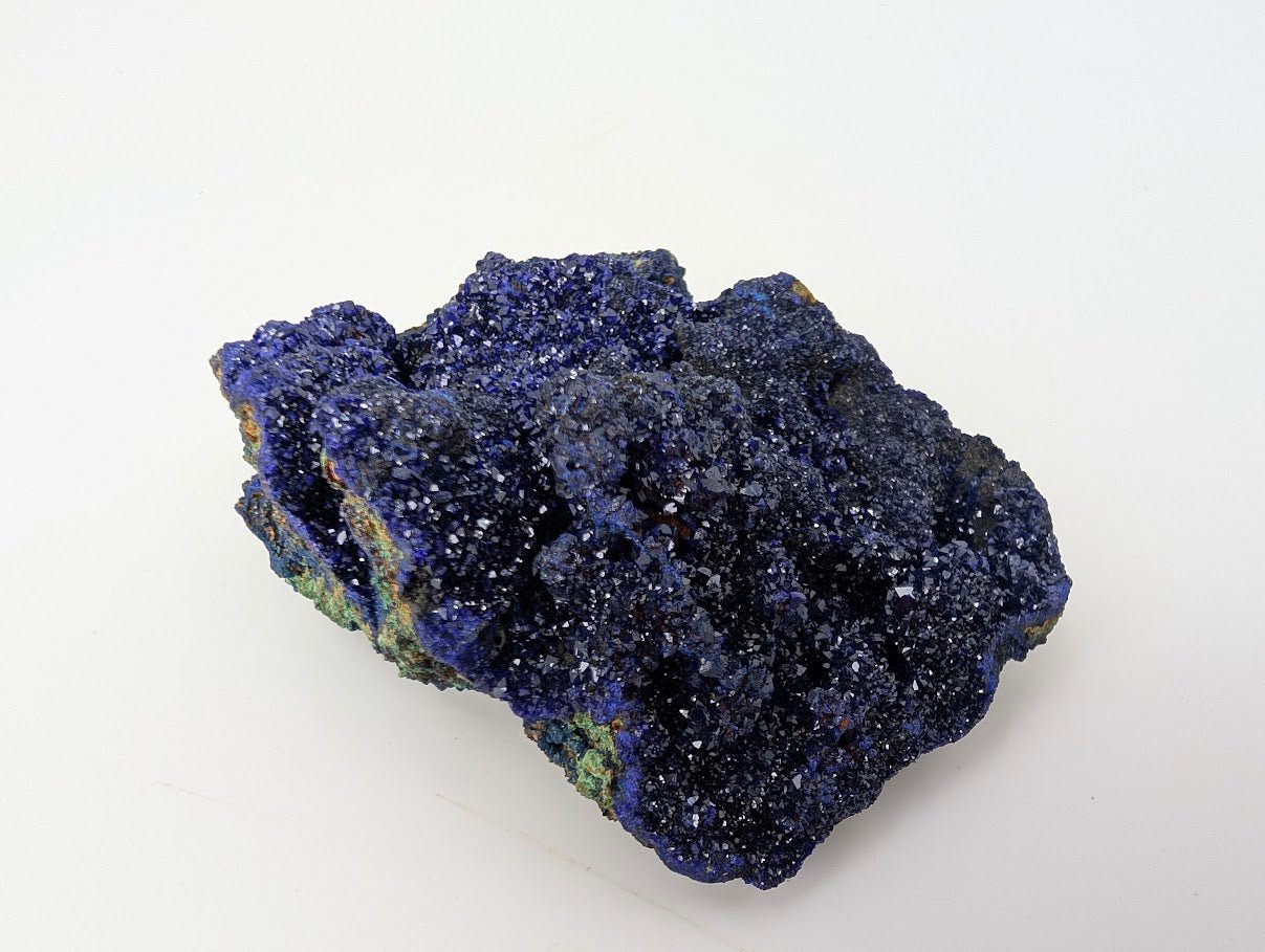Sparkling Azurite Crystal Cluster with Malachite - 4 x 3.5 x 1.75 Inches, 177 Grams - Legacy Crystals and Minerals