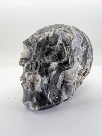 Sphalerite crystal skull carving – 41mm hand-carved natural stone