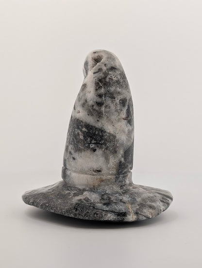Angled view of sphalerite witch hat carving