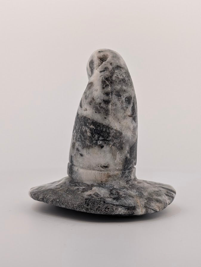 Sphalerite witch hat carving – front view