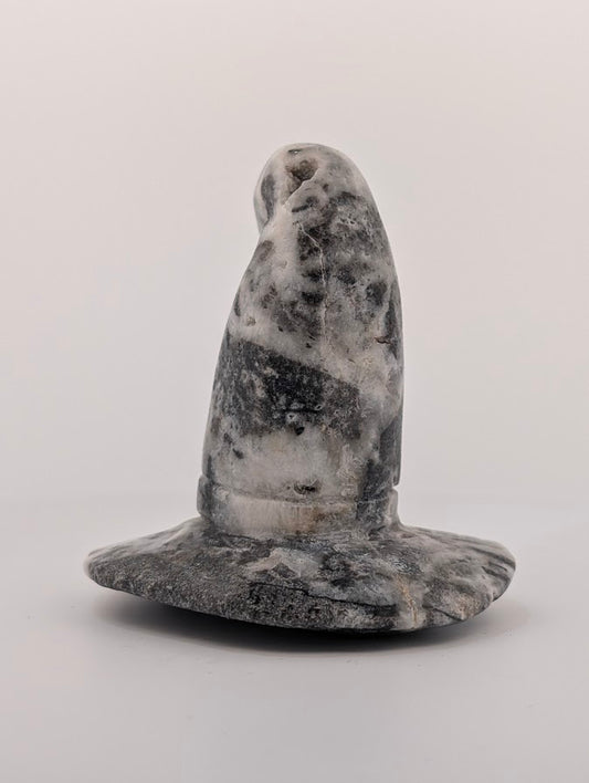 Sphalerite witch hat carving – front view