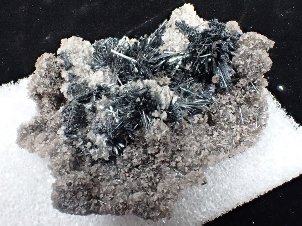 Stibnite with Calcite on Matrix – Romania - Legacy Crystals and Minerals